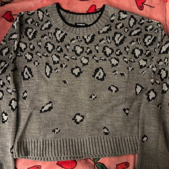 Size SMALL, EXPRESS grey sweater with animal print - Picture 3 of 3